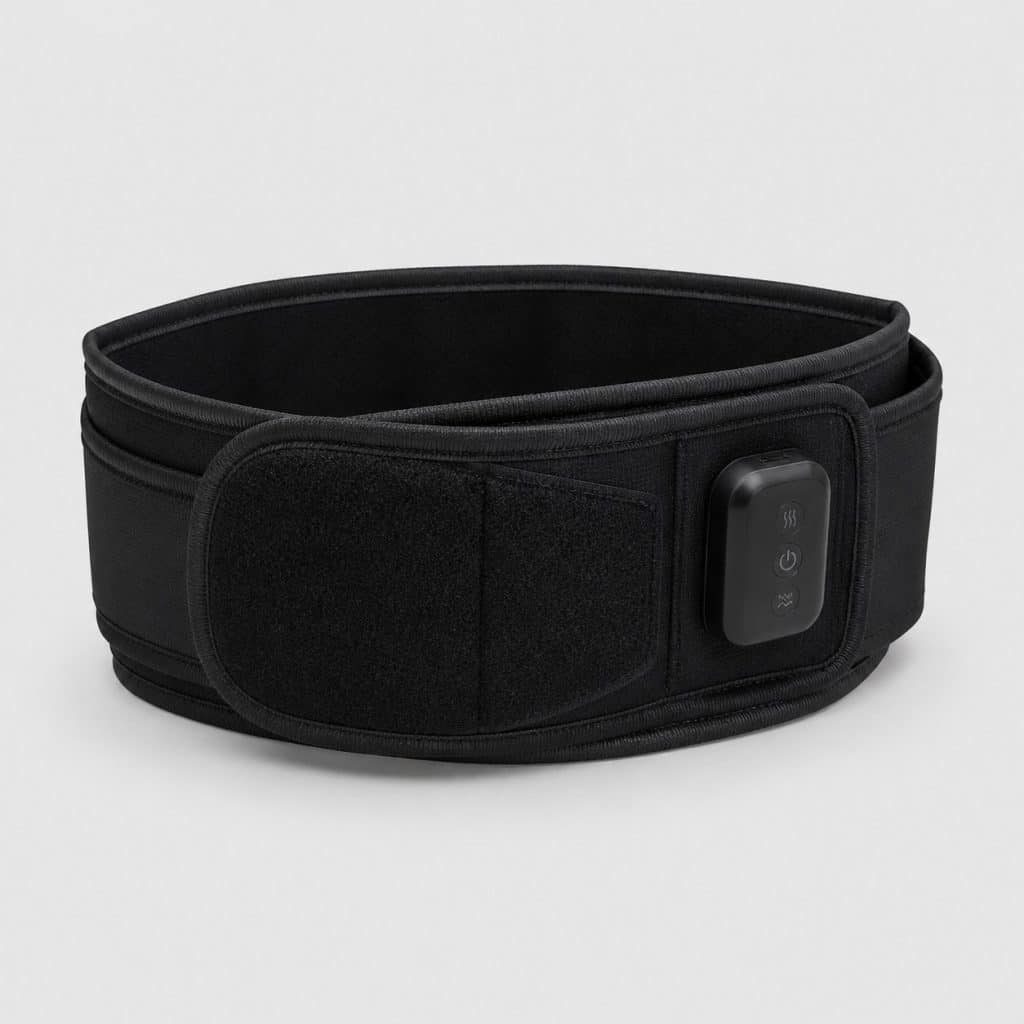 Ceinture chauffante lombaire posée seule sur fond neutre